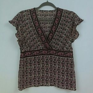 Sweet 100%Silk Floral Empire Blouse